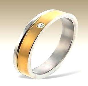 BRAND NEW CZ Accent 14kt Gold Filled 316L SS Wedding Ring - Size 6 / M