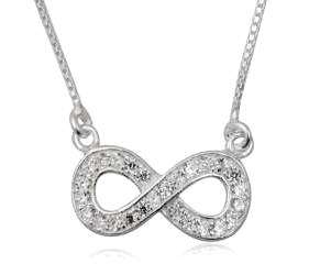 INFINITY Full White Cubics 925 Solid Sterling Silver Box Chain Necklace