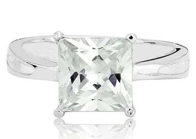 ACJ - Sparkling White CZ Rhodium Polished Ring - Size 7 / O
