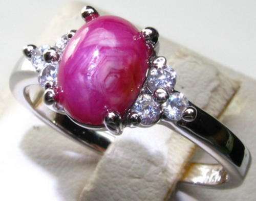 SOLID HEAVY 925 STERLING SILVER 3.370ct STAR RUBY RING - Size 7 / O
