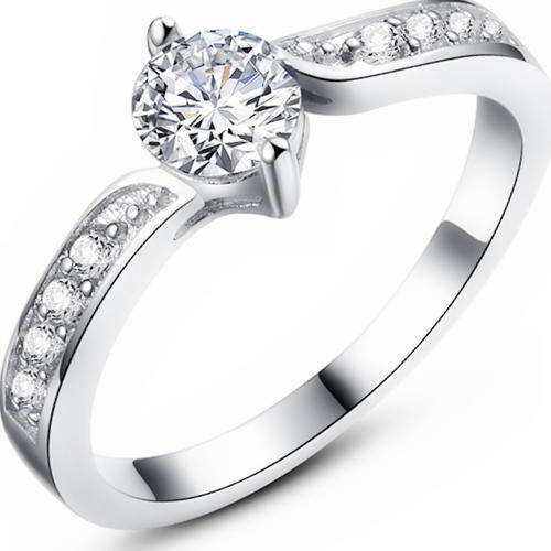 Exquisite Split Design 0.76 Carat Cr. Diamond Solitaire Ring Size 6/M