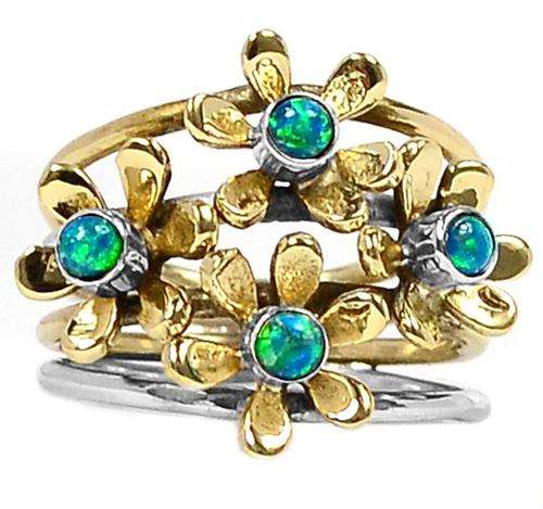 FIRE OPALS IN 9CT GOLD VERMEIL RING