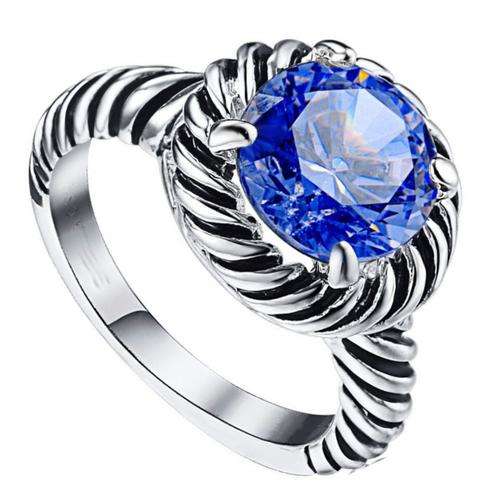 Royal Blue Stone 925 Silver Women Rings Sapphire Jewelry