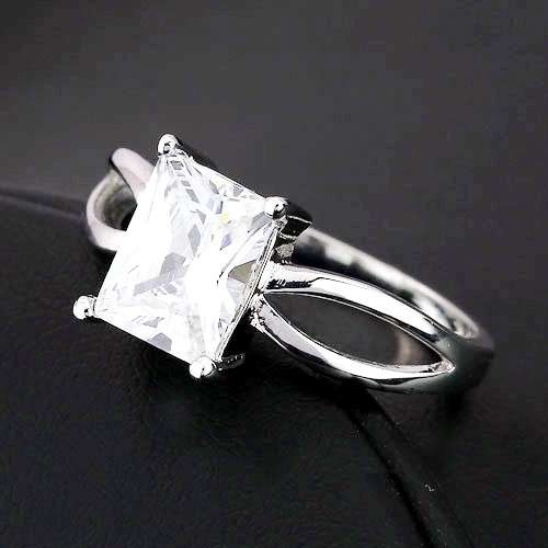 Striking 3.00ct Sim Diamond Emerald Cut Engagement Ring - Size 6