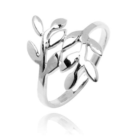 Size 6 / M - Brand New Lovely Leaves Design .925 Solid Silver Ring