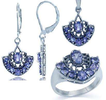 [R54434.00] ASHA CRAFT - 100% REAL 7.15ct Genuine Tanzanite Designer Jewellery Set - Various Sizes