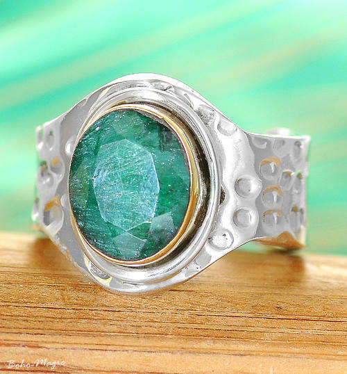 SMARAGD 925 STERLING SILVER MODERN UNIQUE SILVER RETRO RING - Size 8