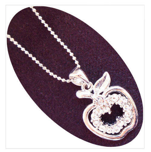 LOVLEY APPLE OF ADAM & EVE CUBIC PENDANT NECKLACE WITH CHAIN FROM SOUTH KOREA
