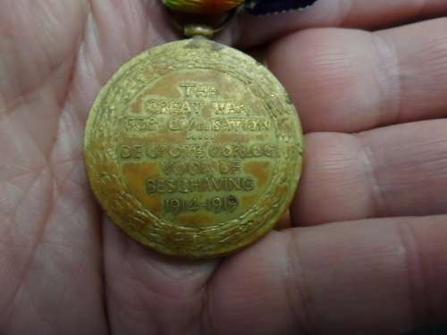WW1 Victory Medal 1919 awarded to Pte J.J.J. Steyn 3rd S.A.I.