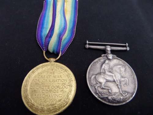 Set of 2 WW 1 Medals awarded to Pte W.B.Dales 3rd S.A.I.