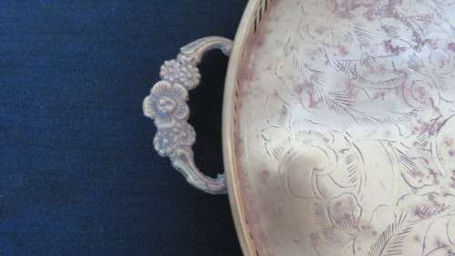 Glamorous Vintage Bohemian Style Etched EPNS Brass Serving Tray
