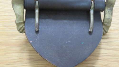 Superb Vintage Genuine Leather Wide Strap/ Belt With Solid Brass Buckle L: 109 cm