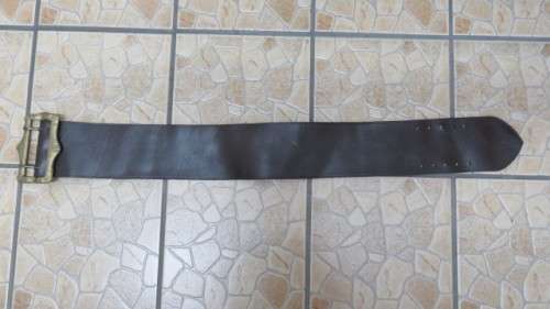 Superb Vintage Genuine Leather Wide Strap/ Belt With Solid Brass Buckle L: 109 cm