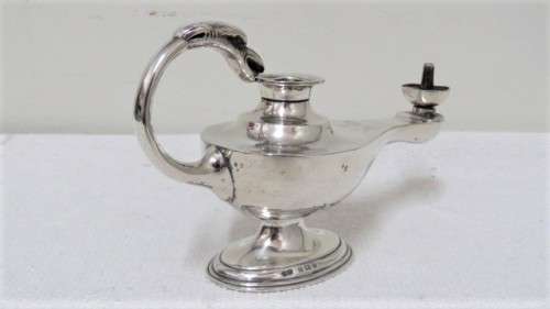 H/marked Birmingham C & C 1902-3 Silver Aladdin`s Lamp Table Lighter Missing Lid L: 143 mm (162 g)