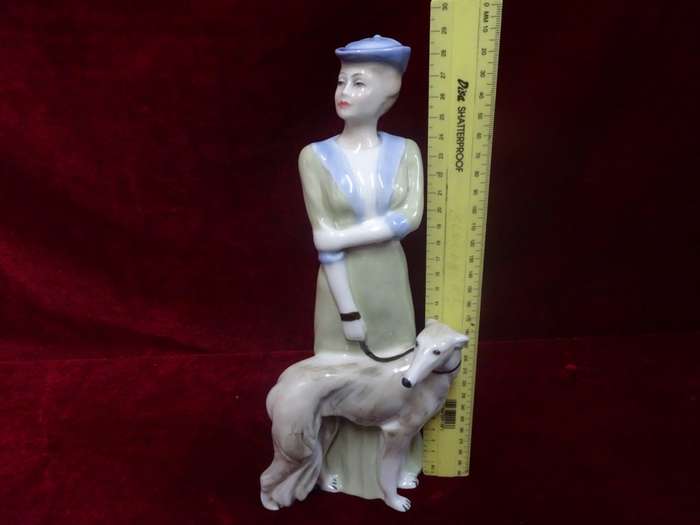 Large Royal Doulton Reflections Figurine With Saluki Dog - Park Parade HN 3116 - Made In England