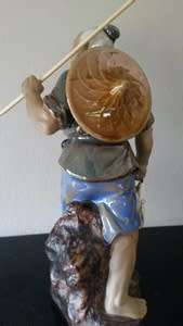 Shiwan 21.5cm high vintage Mudman Fisherman Post 1940  "Free Postage"