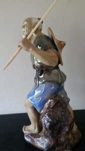 Shiwan 21.5cm high vintage Mudman Fisherman Post 1940  "Free Postage"