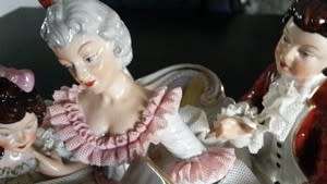 Very Large Dresden Lace Figurine 1960 - Sandizell - Vintage Free Postage    REDUCED