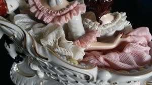 Very Large Dresden Lace Figurine 1960 - Sandizell - Vintage Free Postage    REDUCED