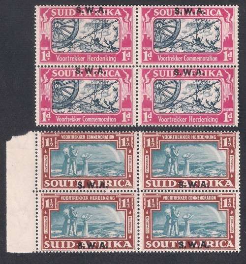 SWA.1938 VOORTREKKER COMMEMORATION BLKS OF 4. UMM. SACC 136/7. CV R1040.