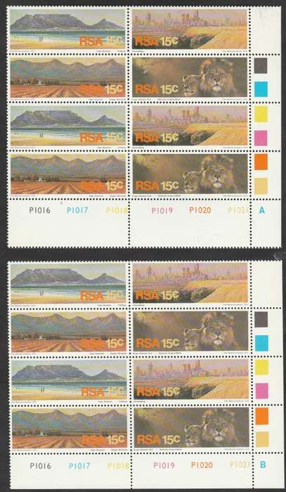 RSA 1975 TOURISM IN SA SETENANT A AND B CONTROL BLOCKS, PART SHEET. AS PER SCANS. GOOD VALUE.