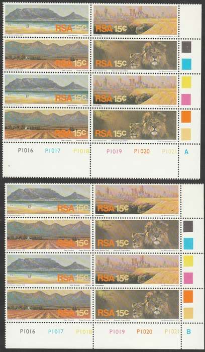 RSA 1975 TOURISM IN SA SETENANT A AND B CONTROL BLOCKS, PART SHEET. AS PER SCANS. GOOD VALUE.