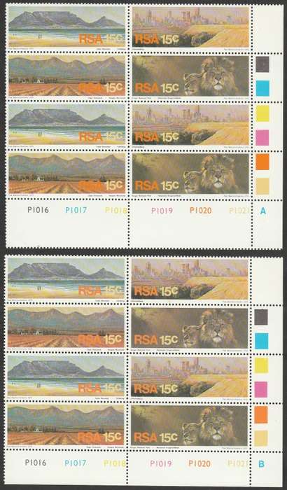 RSA 1975 TOURISM IN SA SETENANT A AND B CONTROL BLOCKS, PART SHEET. AS PER SCANS. GOOD VALUE.