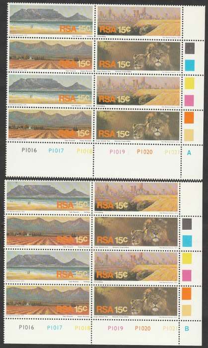 RSA 1975 TOURISM IN SA SETENANT A AND B CONTROL BLOCKS, PART SHEET. AS PER SCANS. GOOD VALUE.