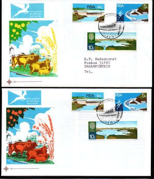 RSA 1972 FDC #20 OPENING OF VERWOERD DAM (X2). (X1) VARIETY `ORANGE CATTLE`. AS PER SCAN.