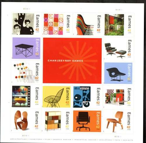 USA 2008 30TH DEATH ANNIV OF CHARLES+RAY EAMES SELF-AD SHEETLET. SGMS4873. CV GBP 12.5. NICE.