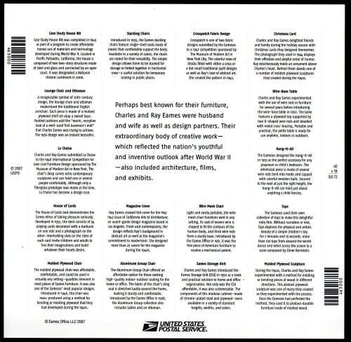 USA 2008 30TH DEATH ANNIV OF CHARLES+RAY EAMES SELF-AD SHEETLET. SGMS4873. CV GBP 12.5. NICE.