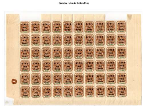 TRANSVAAL/ZAR ERI 1/2d OVERPRINT MINT BOTTOM PANE OF (X60). GREAT ITEM.