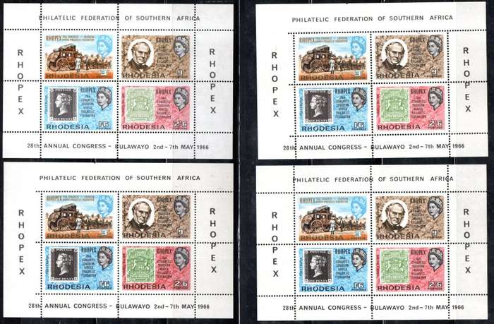 RHODESIA 1966 RHOPEX MSHEETS (X6) UMM. AS PER SCANS. GOOD VALUE.