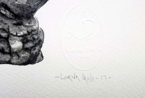 Original Painting by Lorna Pauls - Rhino Black & White (37 x 28 cm or 14.5 x 11")