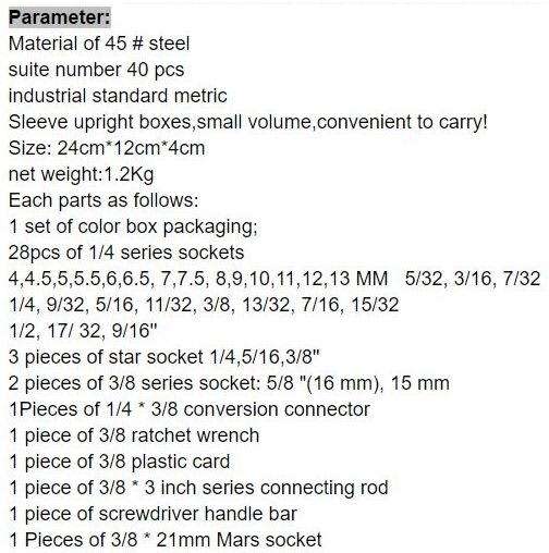 40 Piece Combination Socket Wrench Set in a Plastic Carry Case (Brand New) (Local Stock)