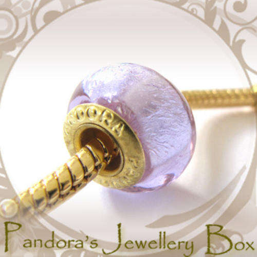 Uncommon GOLD Core "PANDORA" Stamped Murano Bead Charm for Pandora Bracelet