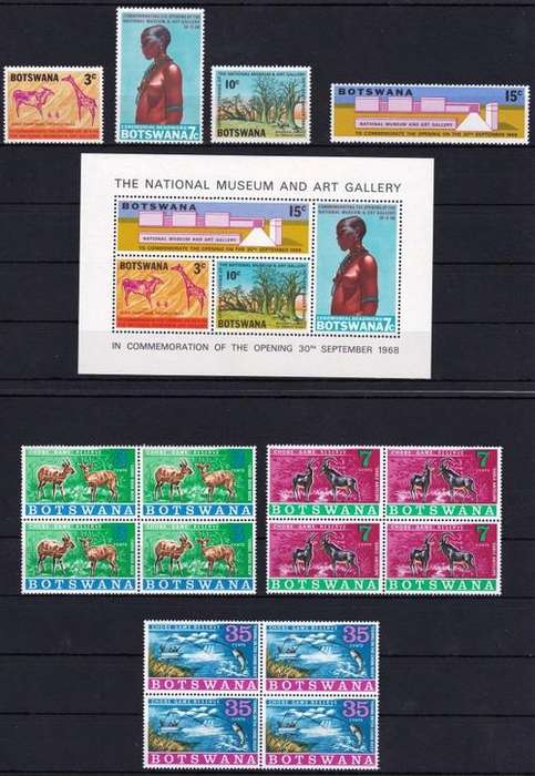 BOTSWANA - MINIATURE SHEET & STAMPS (SOME BLOCKS 4) ON CARD - VIEW BELOW - (BOT)