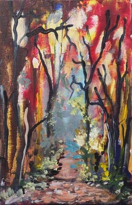 Special !!! Bids start with R1.00 !!! A Little Painting by Joy Clark "Forest Path"