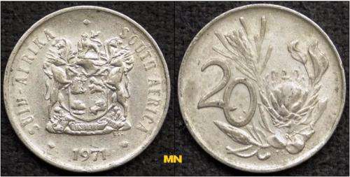 20 Cents SUID-AFRIKA - SOUTH AFRICA - 1971