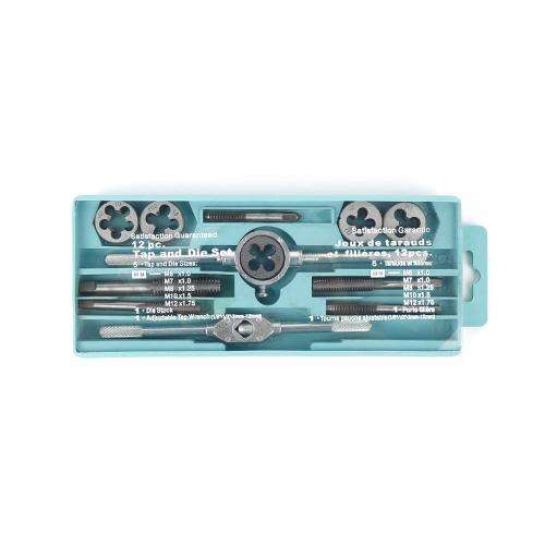 12pcs Taps Die Set Screw Thread Carbon Steel Taraudage Screw Plugs Taps Hand Tools Thread Tap Metric