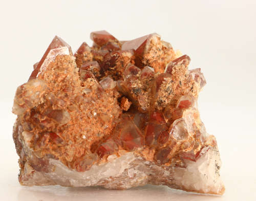 Red hematite in Quartz Cluster, Orange River Area, Northern Cape, South Africa