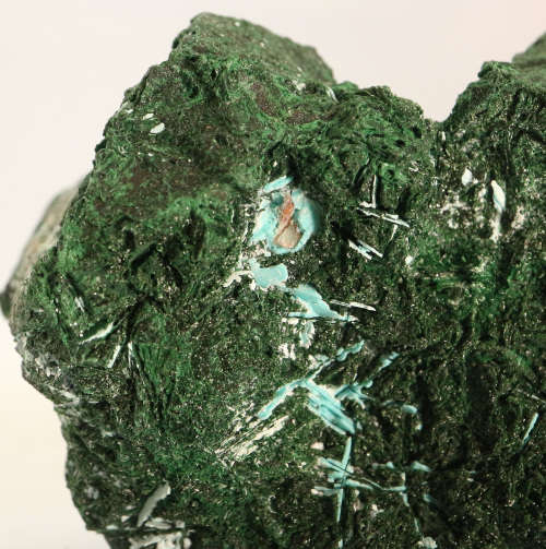 Chrysocolla on Malachite Cluster, Mashamba West Mine, DRC