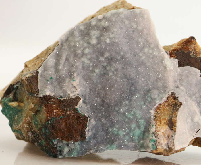 Quartz on Zincolibethenite on Matrix, Skorpion Mine, Karas Region, Namibia