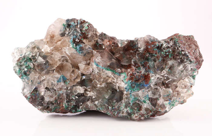 Dioptase and Shattuckite in Quartz, Tantara Mine, DRC