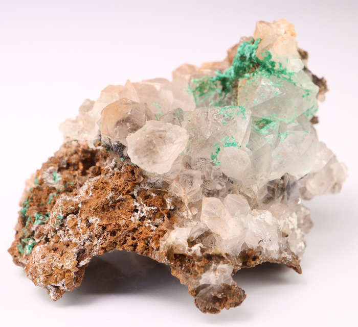 Malachite on Quartz, Mashamba West Mine, DRC