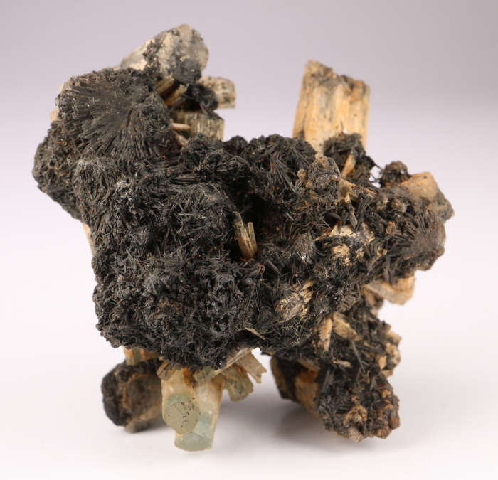 Acicular Schorl on Aquamarine Cluster, Erongo Mnt, Namibia