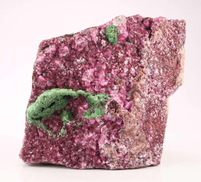 Malachite on Cobaltoan Calcite on Matrix, Mashamba West Mine, DRC
