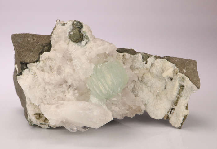 Prehnite, Quartz, Calcite on Matrix, Gobobosebberge Mnt, Namibia