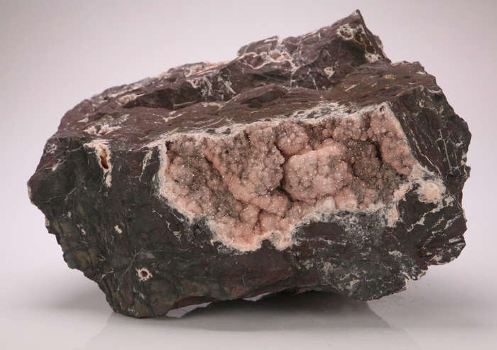 Baryte on Rhodochrosite Vugs, N'Chwaning I, Northern Cape, South Africa