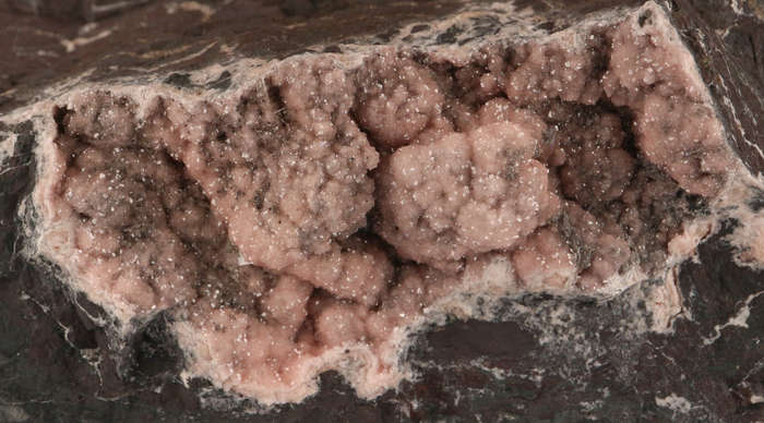 Baryte on Rhodochrosite Vugs, N'Chwaning I, Northern Cape, South Africa